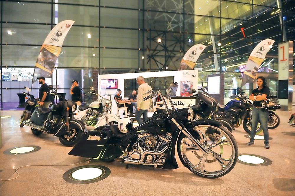 Bikes on display at the motor show. Pic: Baher Amin / The Peninsula