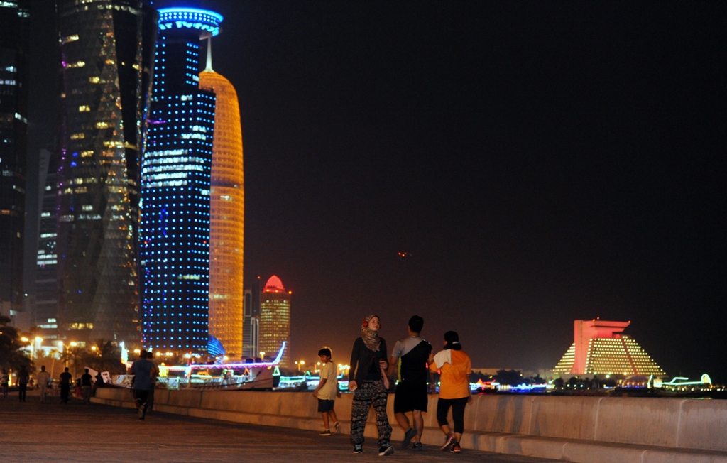 (File Photo) People walking at the Doha Corniche last evening. August 20, 2016. Salim Matramkot © The Peninsula