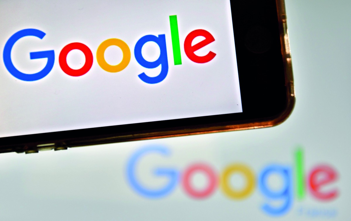 Logos of US multinational technology company Google in Vertou, western France.