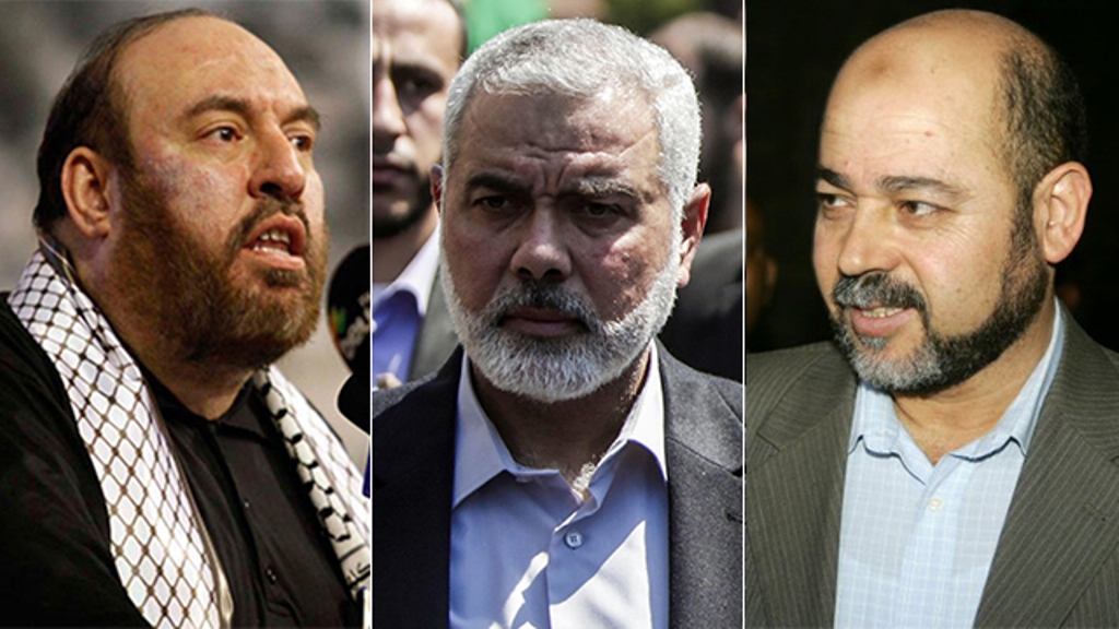 L to R: Mohammed Nazzal, Ismail Haniyeh and Moussa Abu Marzouk (Photos: Reuters)