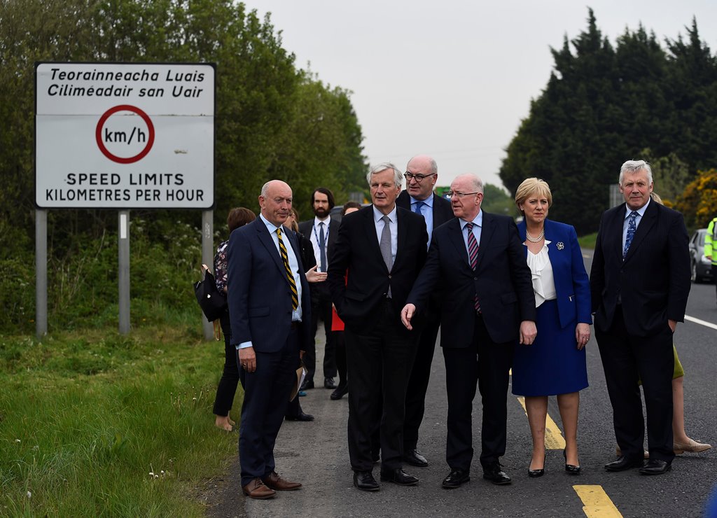 European Union Chief Negotiator for Brexit Michel Barnier accompanied by a delegation of Irish ministers visits the Armagh and County Louth border between Northern Ireland and Ireland May 12, 2017. REUTERS/Clodagh Kilcoyne
