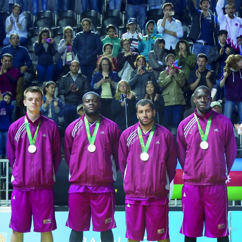 Qatar 3x3 basketball team which won the silver medal at the Islamic Solidarity Games in Baku yesterday.