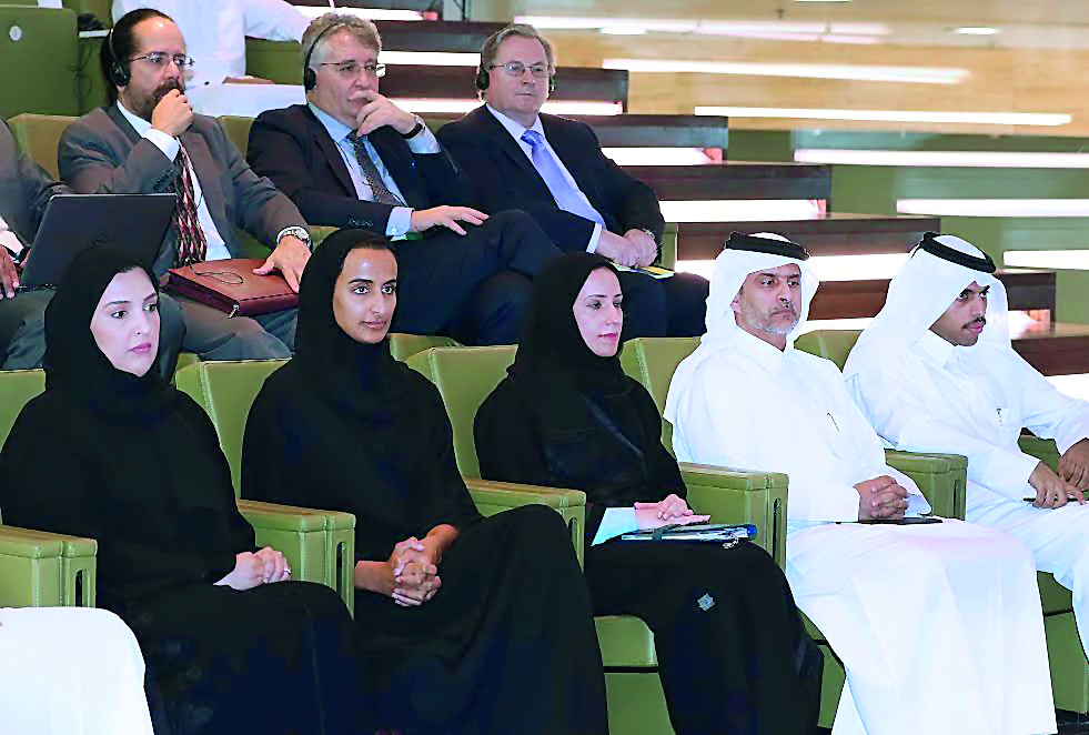 H E Sheikha Hind bint Hamad Al Thani, Vice-Chairperson and CEO of Qatar Foundation(QF), yesterday attending a lecture at QF entitled ‘Human Rights in Qatar – Prospects and Challenges’ presented by Dr. Ali Samikh Al Marri, Chairman of the NHRC.
