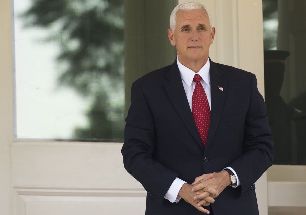 US Vice President Mike Pence awaits the arrival of Colombian President Juan Manuel Santos for a breakfast meeting at the US Naval Observatory, the home of the Vice President, in Washington, DC, May 19, 2017. AFP / SAUL LOEB
