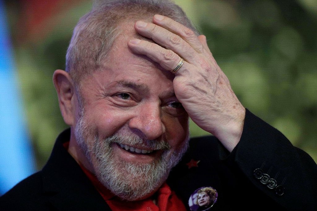 Former Brazilian President Luiz Inacio Lula da Silva, gestures during opening ceremony of the national congress of the Workers' Party in Brasilia, Brazil, June 1, 2017. REUTERS/Ueslei Marcelino