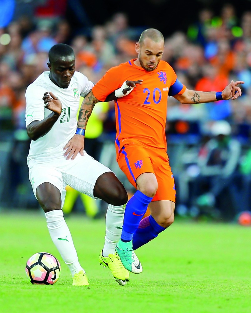 Netherlands’ Wesley Sneijder in action