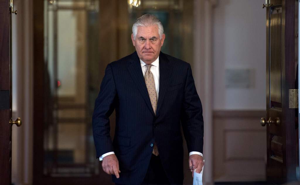 US Secretary of State Rex Tillerson arrives to speak in the Treaty Room of the US Department of State on June 9, 2017, in Washington, DC.   AFP / PAUL J. RICHARDS
