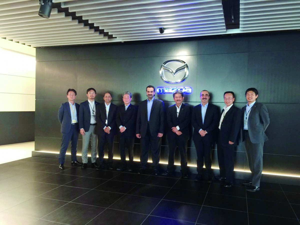 Sheikh Ahmad Nasser Al Thani, President Director of NCC, along with the top Mazda officials,  including Hiroshi Yoshida, GM-MEA at the Mazda headquarters in Hiroshima, Japan.
