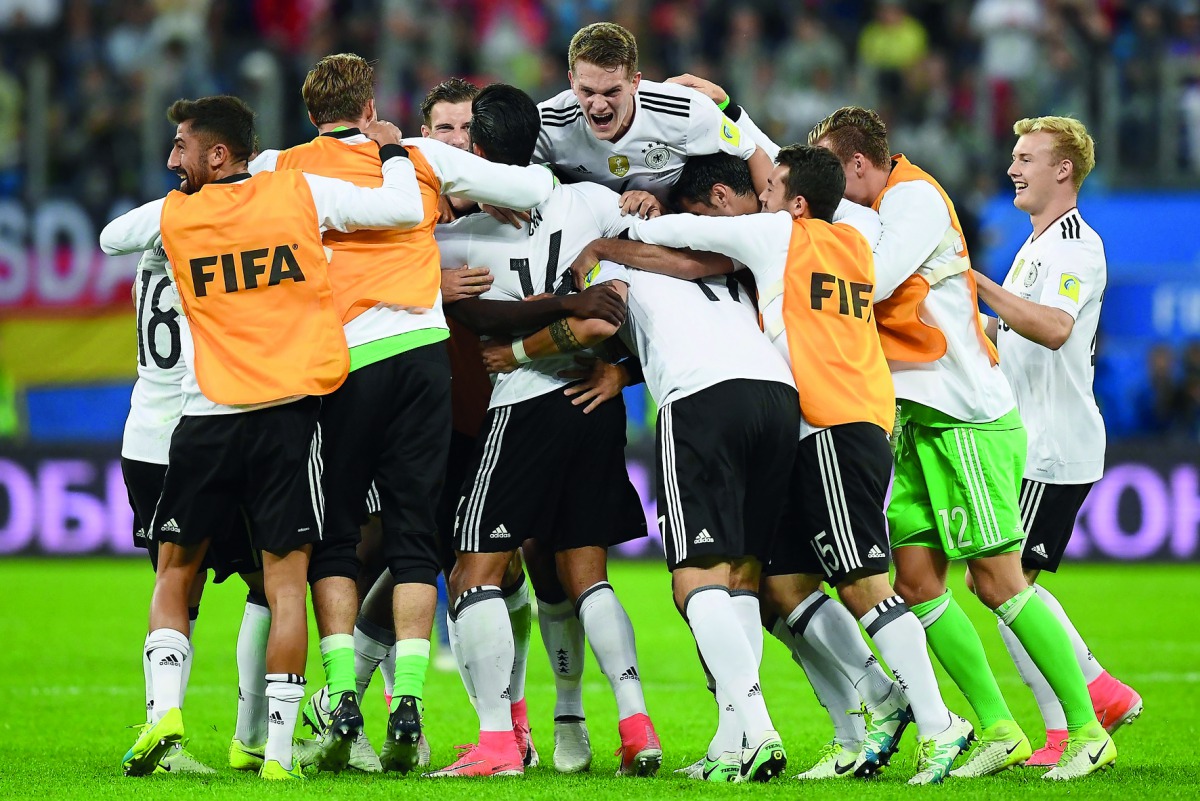 German players celebrate the 2017 Confederations Cup victory.