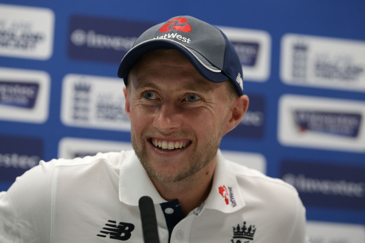 England's captain Joe Root gestures during a press conference at Lord's Cricket Ground in London on July 5, 2017, on the eve of the first Test match of the current England v South Africa series.(AFP / Daniel LEAL-OLIVAS)
