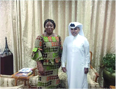 Minister of Foreign Affairs of Ghana, Shirley Ayorkor Botchway (left), with Qatar's Ambassador Mohammed bin Jaber Al Kuwari in Accra yesterday. The Foreign Minister received copies of credentials of Mohammed bin Jaber Al Kuwari. 