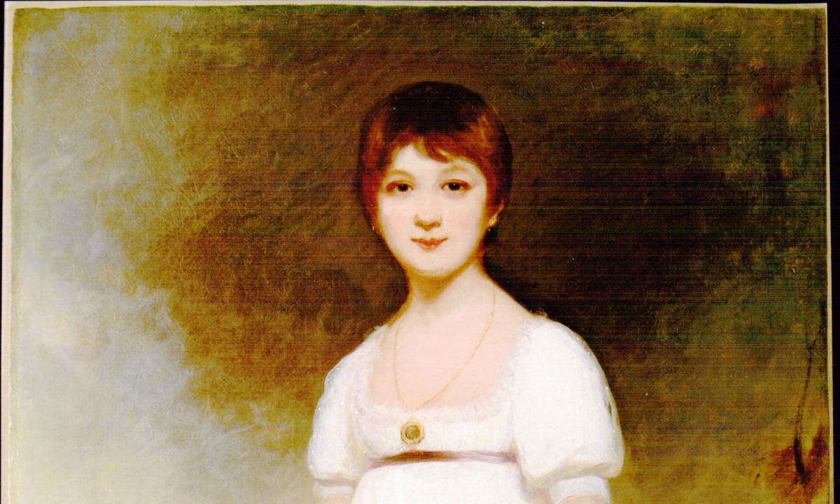 This image is a cropped version of the Rice portrait, as it has been been called, is believed by the owners to be of Jane Austen and painted by Ozias Humphry in 1788 when Austen was 13. Experts at the National Portrait Gallery (and elsewhere) have dispute