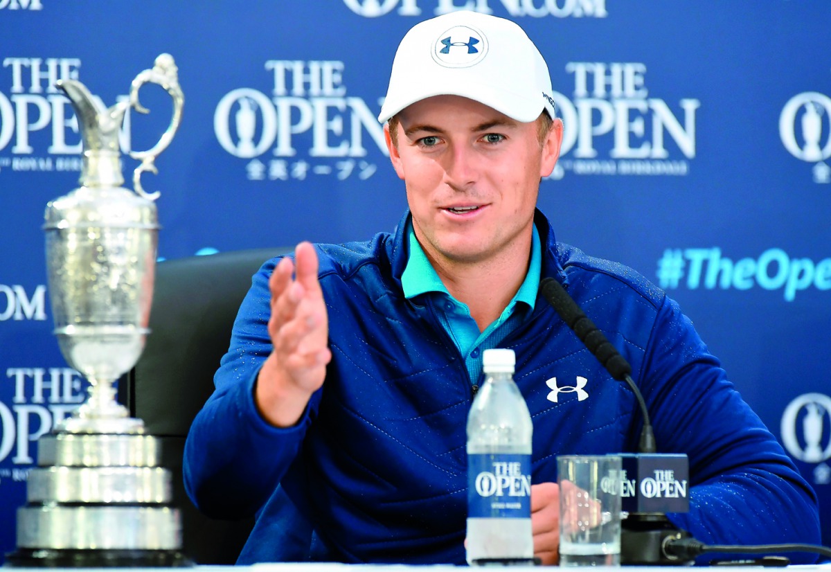 US golfer Jordan Spieth addresses a press conference after winning the 2017 British Open Golf Championship at Royal Birkdale on Sunday.