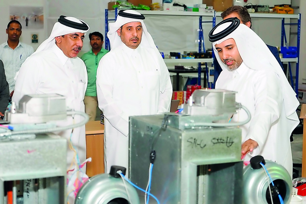 Prime Minister and Interior Minister H E Sheikh Abdullah bin Nasser bin Khalifa Al Thani visiting the Building Automation & Control System (BACS) centre for Doha Metro stations. The system was recently assembled at one of the Doha Metro project sites. The
