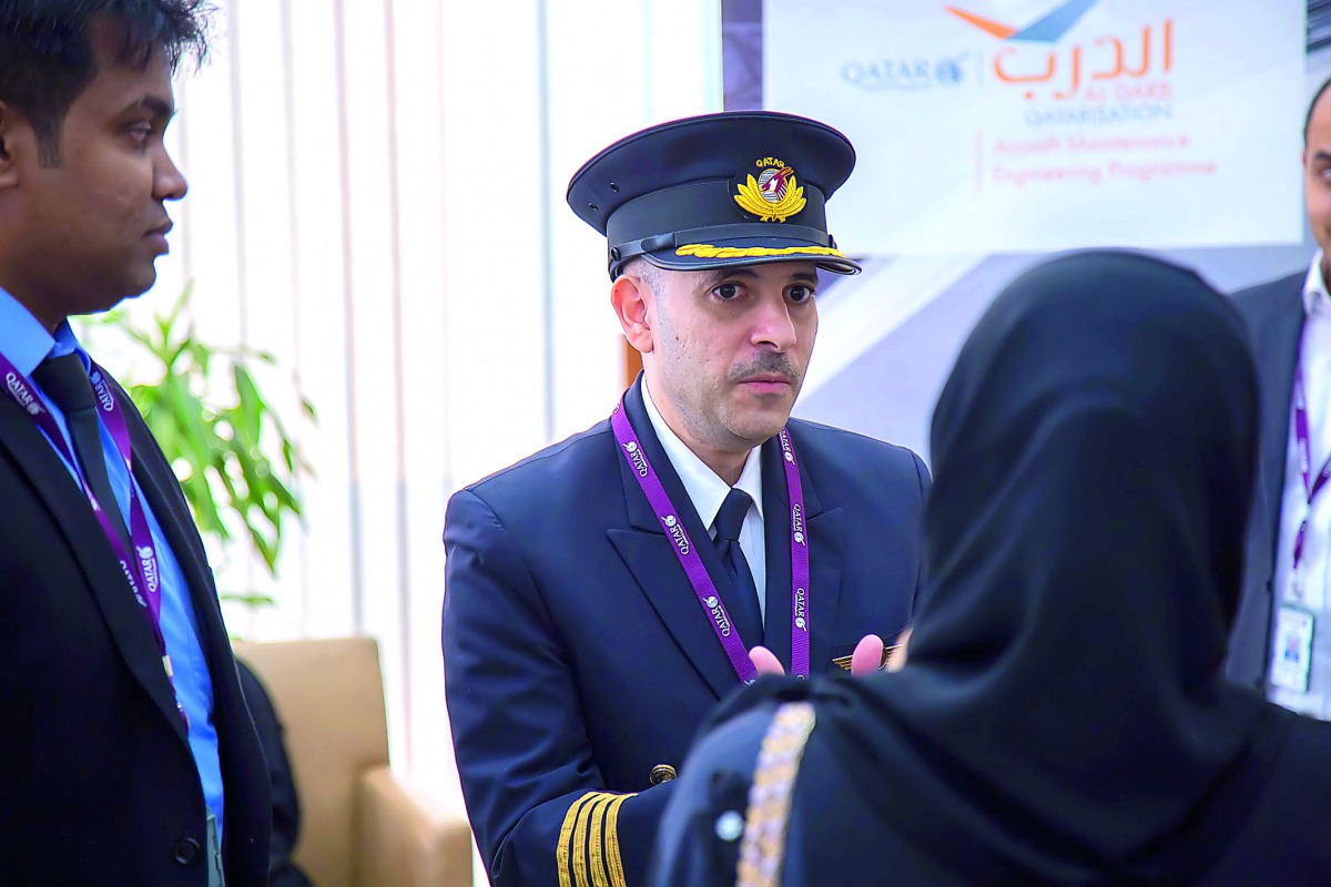 Qatar Airways officials attend to students and graduates at the recruitment day on Monday at the Recruitment Centre at Qatar Airways Tower 2.
