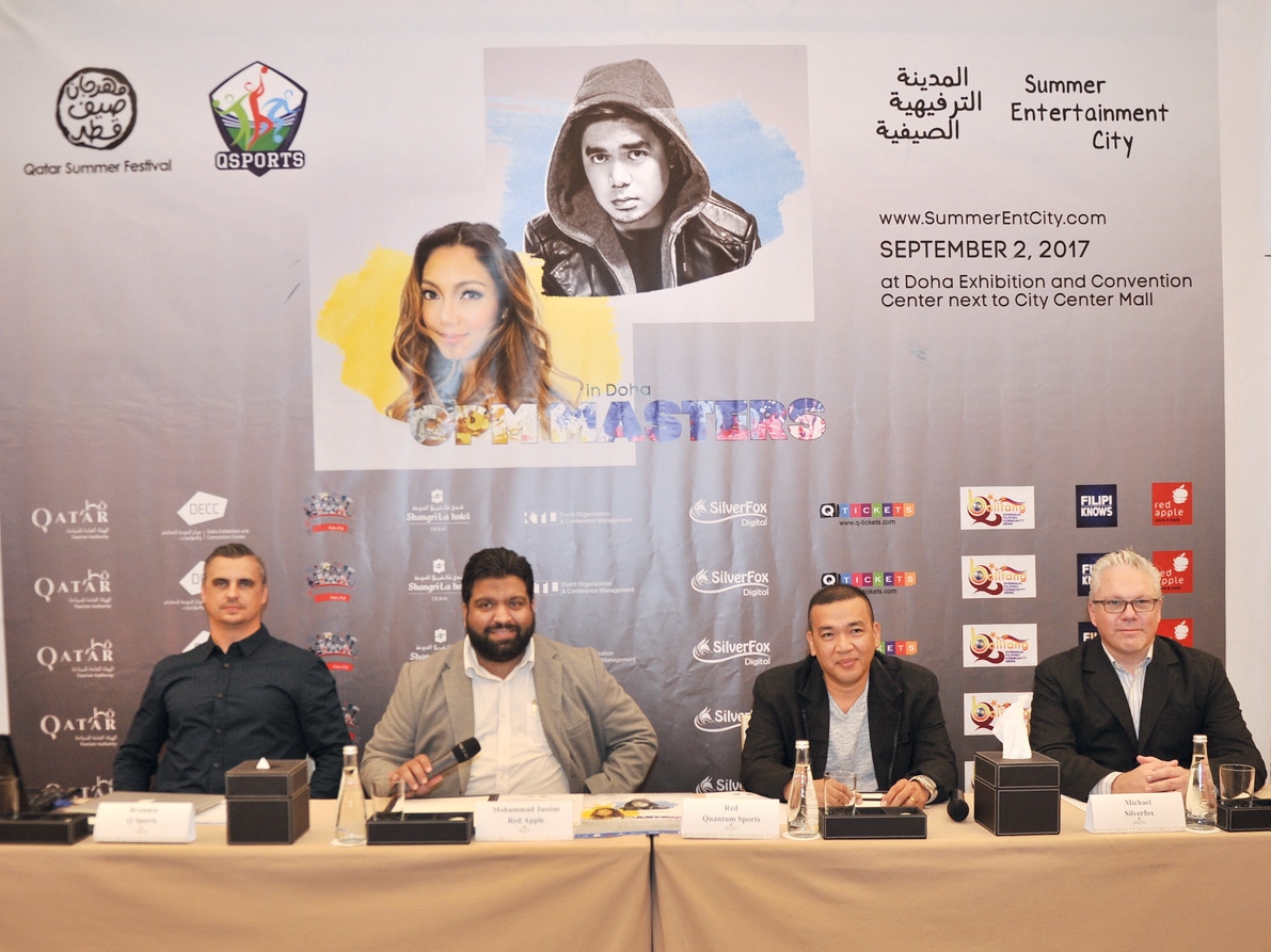 From left: Brendan Germishuys, Director of Fitness and Sports at QSports; Jassim Mohammed, CEO of Red Apple Events and Media; Red Herrera, Operations Manager at QSports and Michael Stellwag, CEO of Silverfox Digital Communications, at the press conference