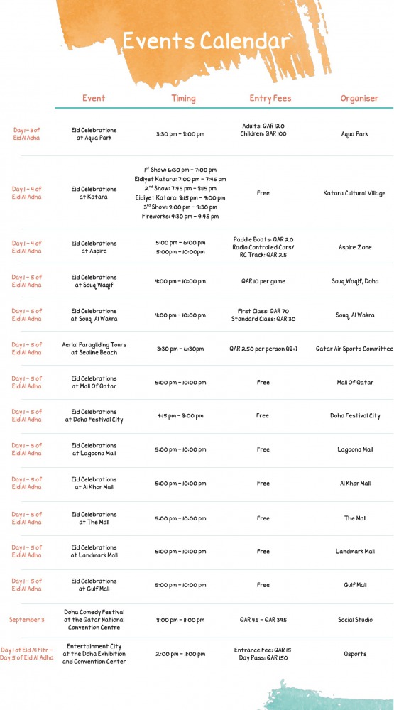 The Qatar Summer Festival entertainment schedule | The Peninsula Qatar