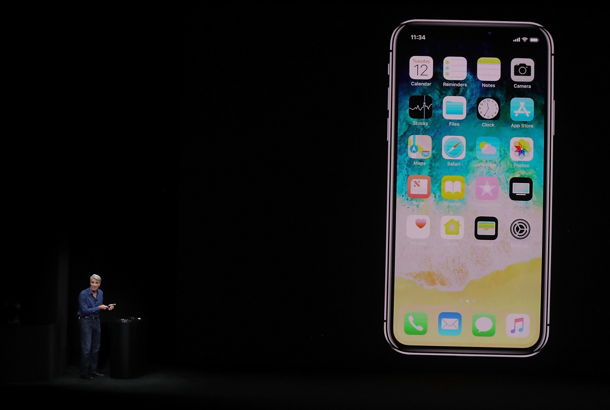 Apple Senior Vice President of Software Engineering Craig Federighi introduces the new iPhone X during an Apple special event at the Steve Jobs Theatre on the Apple Park campus on September 12, 2017 in Cupertino, California. Justin Sullivan/Getty Images/A