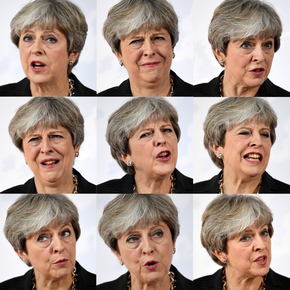 A combination of images shows Britain's Prime Minister Theresa May speaking at the Complesso Santa Maria Novella, Florence, Italy September 22, 2017. Reuters/Jeff J Mitchell