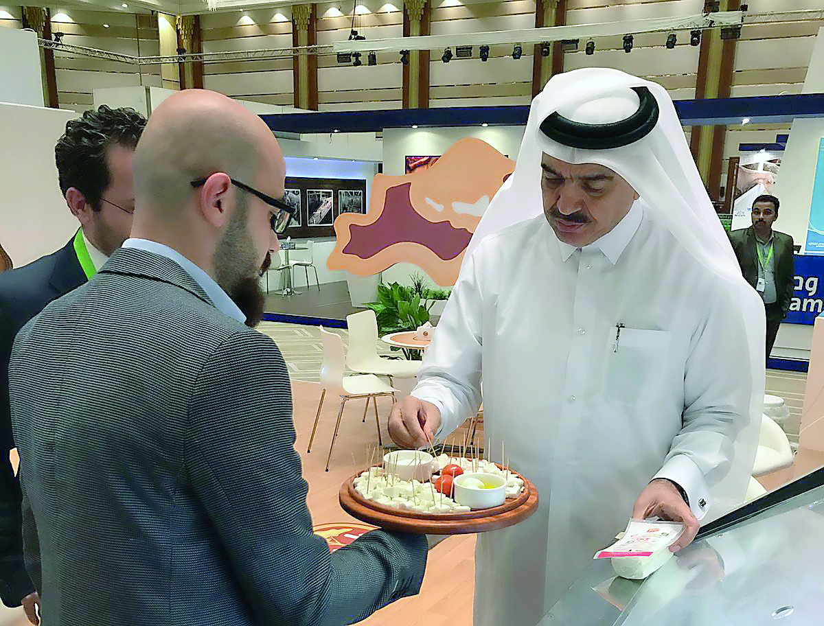 Minister of Municipality and Environment, H E Mohamed bin Abdullah Al Rumaihi, during his visit to the first edition of MedFood 2017 exhibition. 