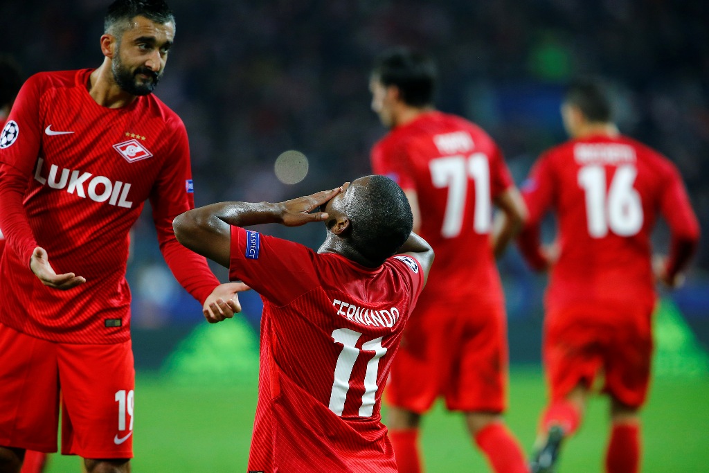 Fernando of Spartak Moscow celebrations after goal score of Liverpool and of Spartak Moscow in action during the UEFA Champions League match between Spartak Moscow and Liverpool FC at Spartak Stadium in Moscow, on September 26, 2017. Sefa Karacan - AA
