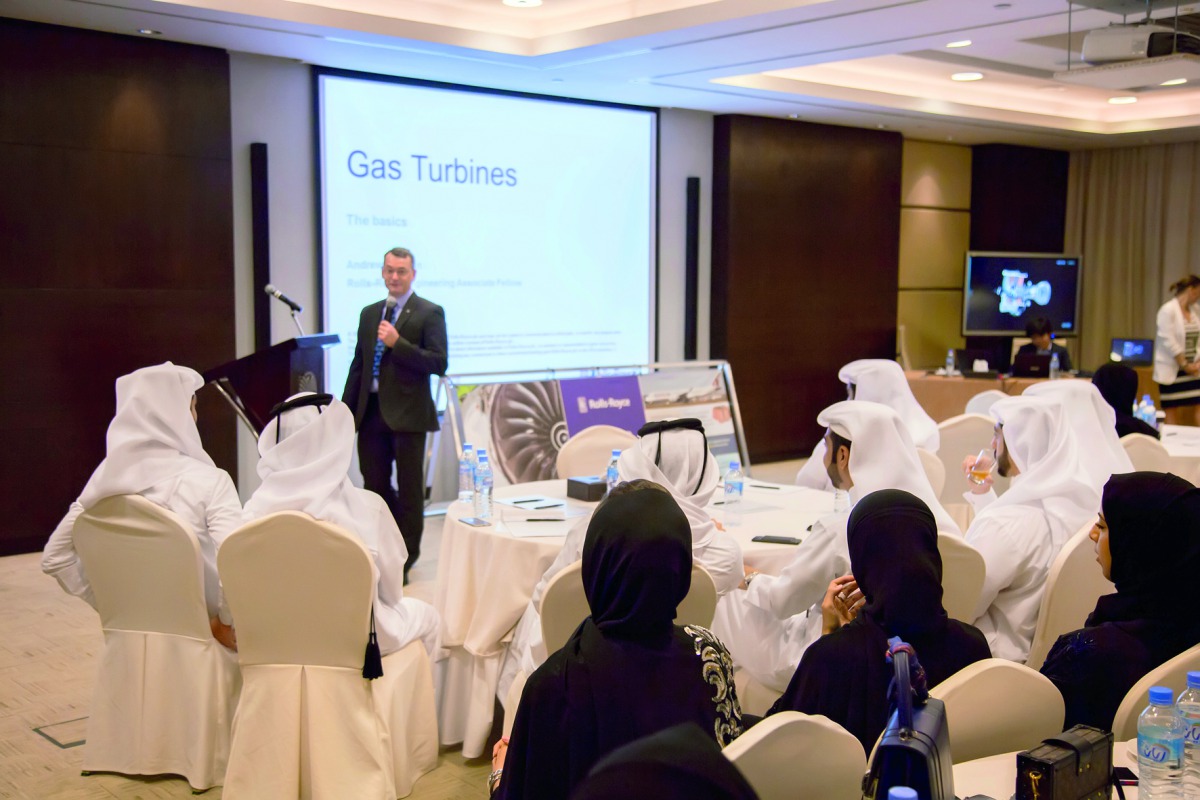 An expert  speaks during the training programme organised by Qatar Airways and Rolls-Royce at the Oryx Rotana Hotel in Doha. 