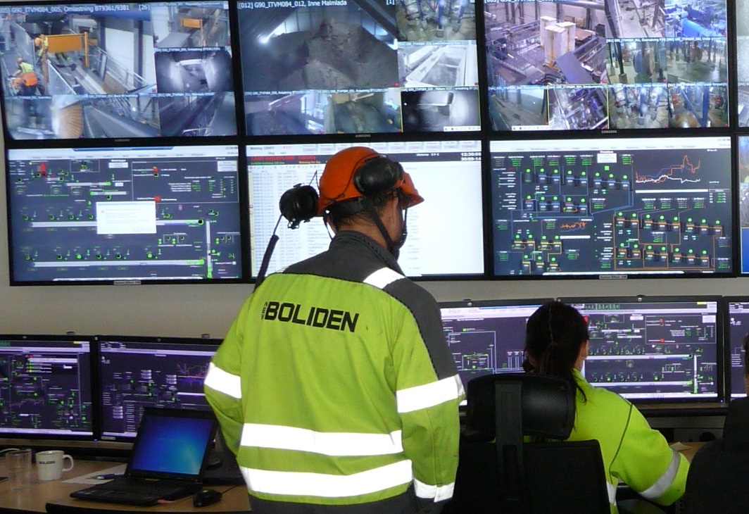 From the control room of Boliden's Garpenberg Mine, ABB's System 800xA distributed control system helps operators coordinate what once were stand-alone activities into an efficient integrated system.. Picture: ABB.com 