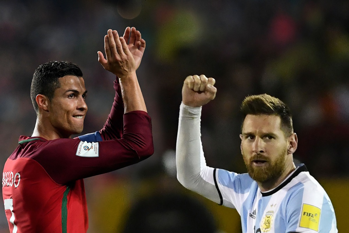 (COMBO) (L) Portugal's midfielder Cristiano Ronaldo. AFP / FRANCISCO LEONG / (R) Argentina's Lionel Messi. / AFP / Juan Ruiz