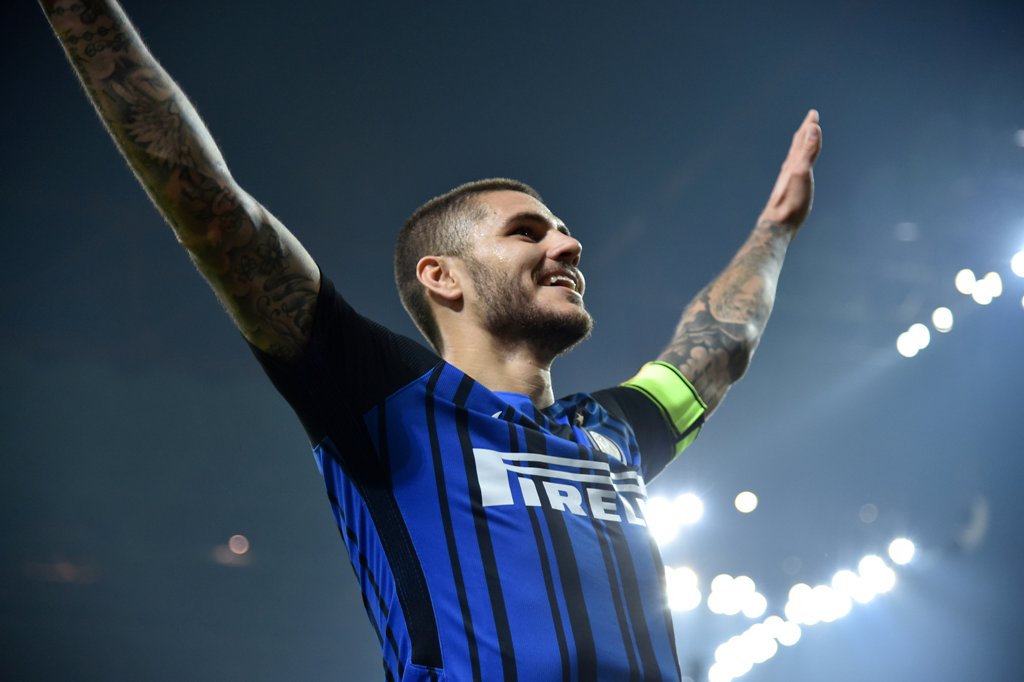  Inter Milan's Mauro Icardi celebrates scoring their first goal REUTERS/Alberto Lingria 
