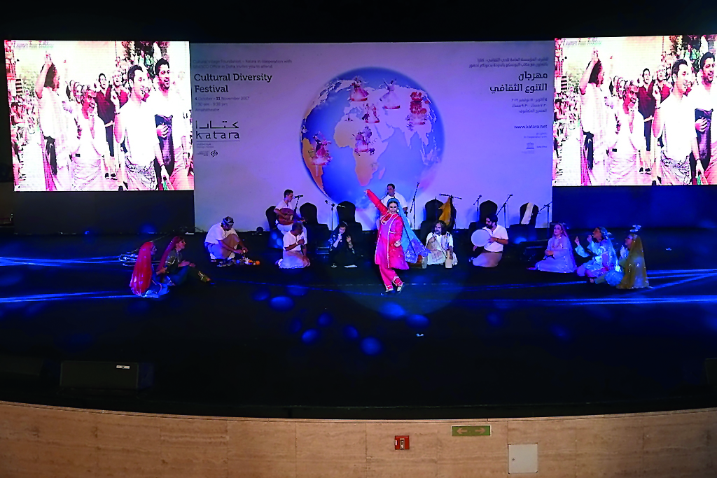 Leymer Folk Music and Dance Group of Bushehr from Iran performs at the Cultural Diversity Festival at Katara Amphitheatre yesterday.