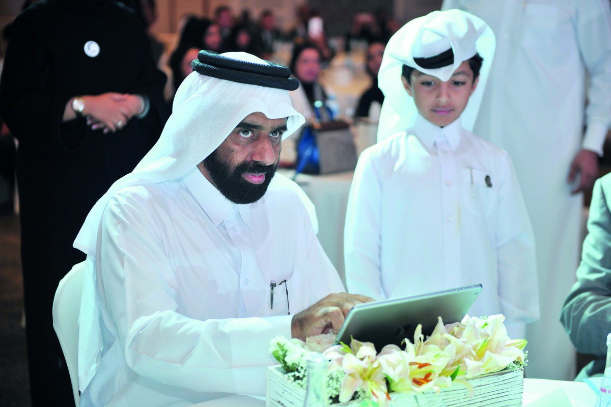 Minister of Development, Planning and Statistics H E Dr Saleh bin Mohamed Salem Al Nabit launching the documentation of Qatar Population vision for 2017-2022 during the occasion of Qatar Population Day yesterday. Pic: Baher Amin / The Peninsula