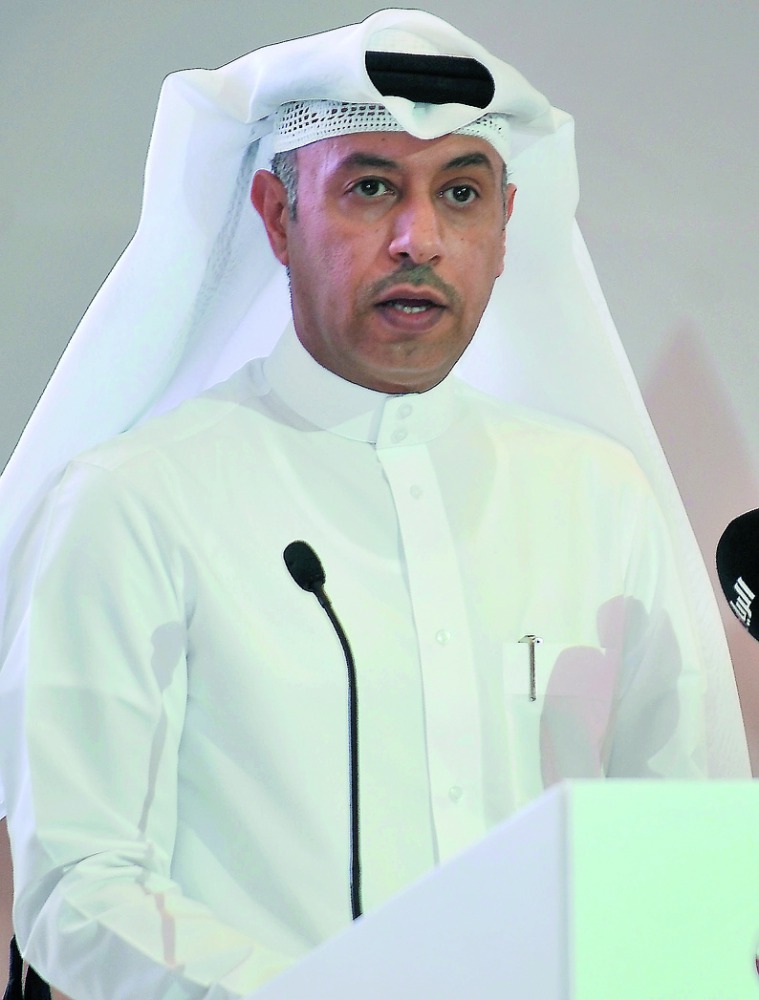 Minister of Administrative Development, Labour and Social Affairs H E Dr Issa bin Saad Al Jafali Al Nuaimi during the occasion yesterday.  Pic: Baher Amin / The Peninsula
