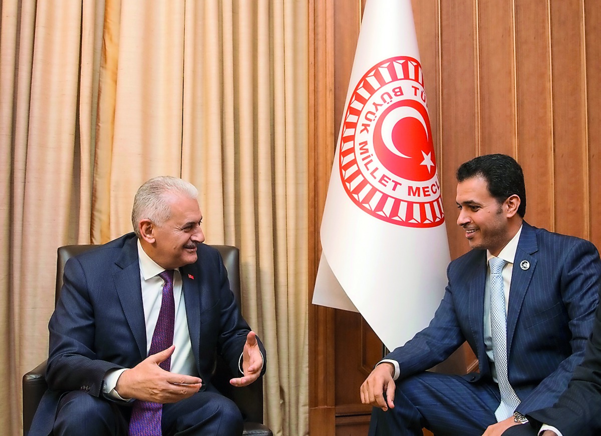 Dr. Khalid Al-Shafi, Editor-in-Chief of The Peninsula with H E Binali Yildirim, Prime Minister of the Republic of Turkey.
