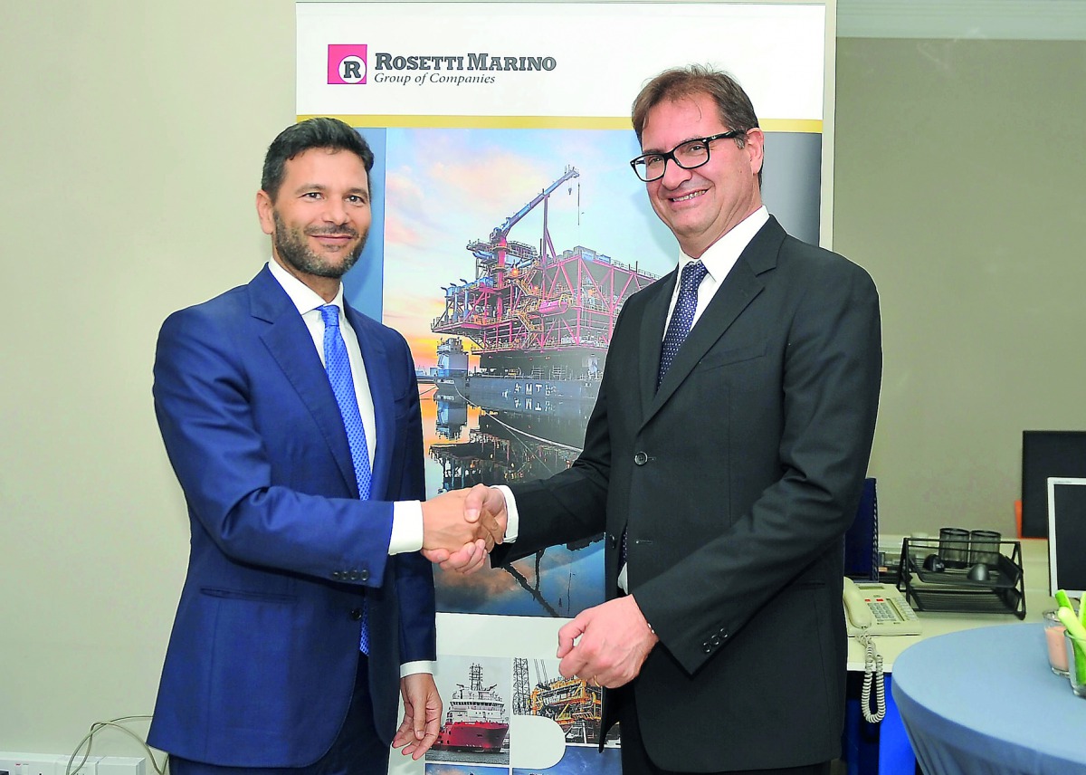 Pasquale Salzano (left) , Italian Ambassador to Qatar and Oscar Guerra, Chief Executive Officer of Rosetti Marino during the opening of Rosetti Marino branch in Qatar, on Thursday. Pic: Baher Amin / The Peninsula