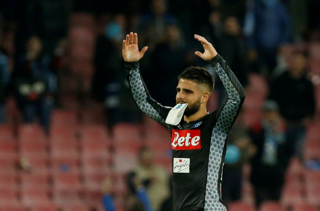 Napoli's Lorenzo Insigne celebrates after the match REUTERS/Ciro De Luca
