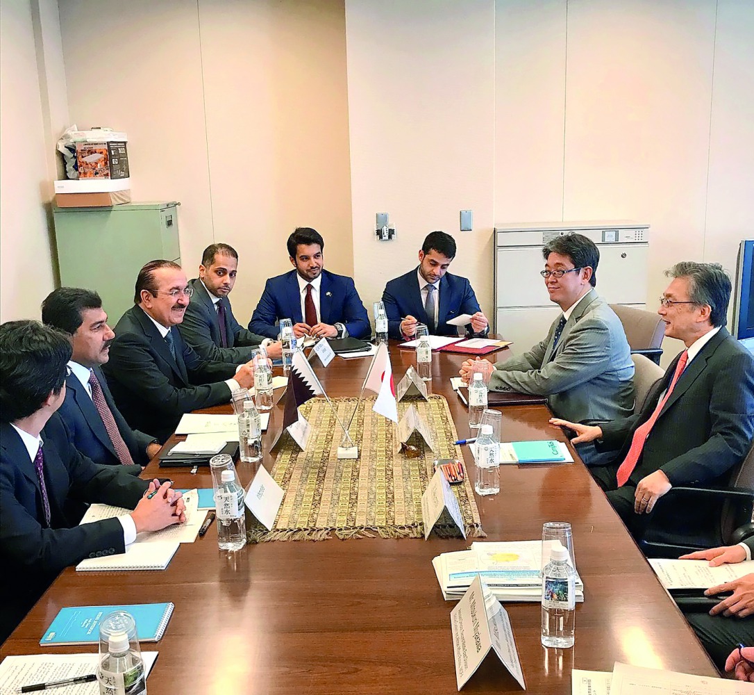 Secretary-General of the Foreign Ministry H E Dr. Ahmed bin Hassan Al Hammadi and the Qatari delegation meeting Japanese officials during his official visit to Japan.