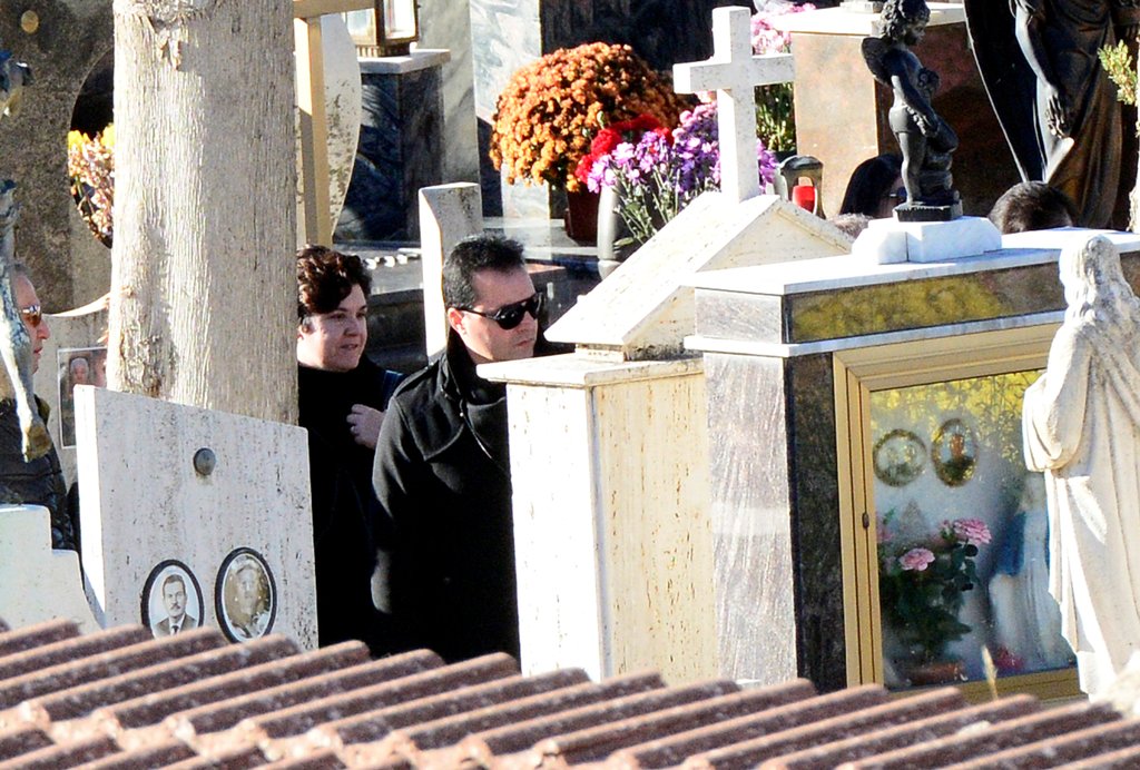 Toto Riina's children Salvo and Maria Concetta attend the funeral in Corleone, Italy November 22, 2017. REUTERS/Guglielmo Mangiapane