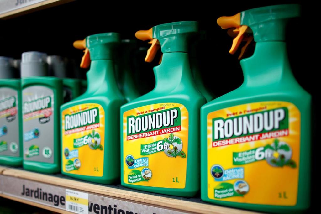 FILE PHOTO: Monsanto's Roundup weedkiller atomizers are displayed for sale at a garden shop at Bonneuil-Sur-Marne near Paris, France on June 16, 2015. GLYPHOSATE REUTERS/Charles Platiau/File Photo.
