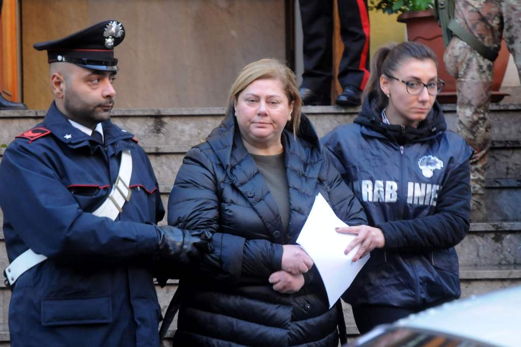 Maria Angela Di Trapani (C), a female mobster suspected of being the mastermind behind a reshuffle of the Sicilian Mafia following the death of 
