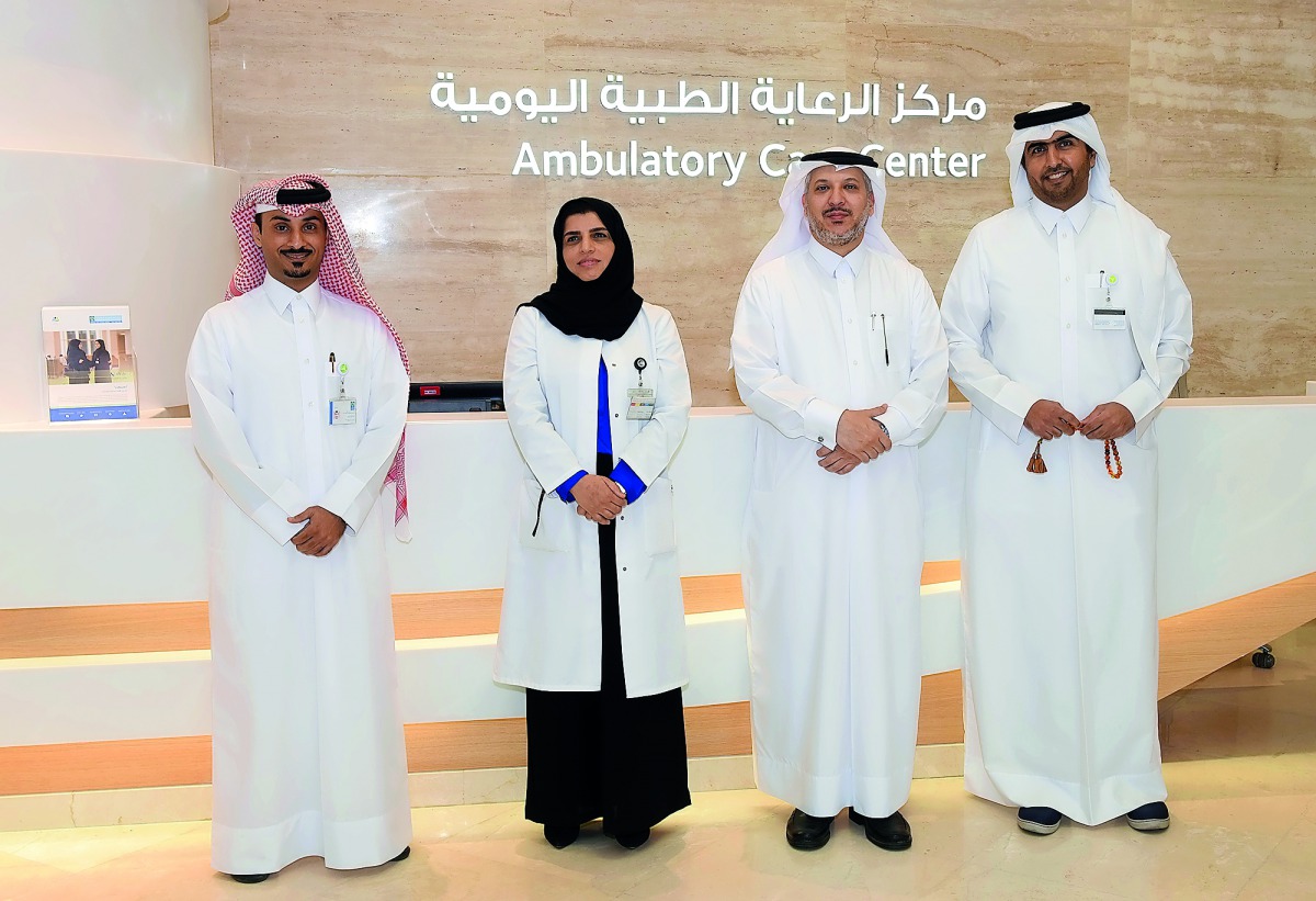 Dr Khalid Mohammed Al Jalham, Director of the ACC; Dr Khalid Al Rumaihi, Head of Urology; Dr Fatima Al Mansouri, Head of Ophthalmology, and Dr Abdul Salam Al Qahtani, Head of ENT at the Ambulatory Care Center. 