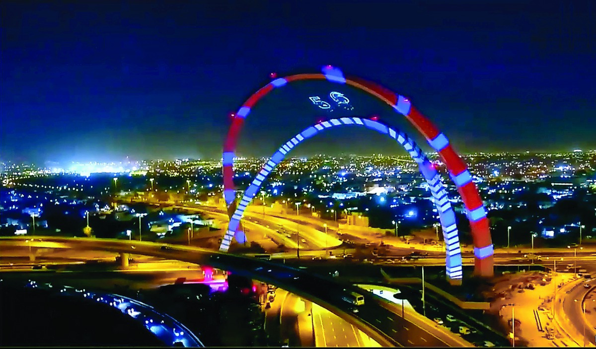 A view of arches at Interchange 5/6 at the Lusail Expressway. 