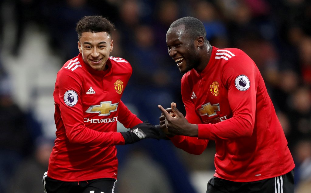 Manchester United's Jesse Lingard celebrates scoring their second goal with Romelu Lukaku Action Images via Reuters/Carl Recine  