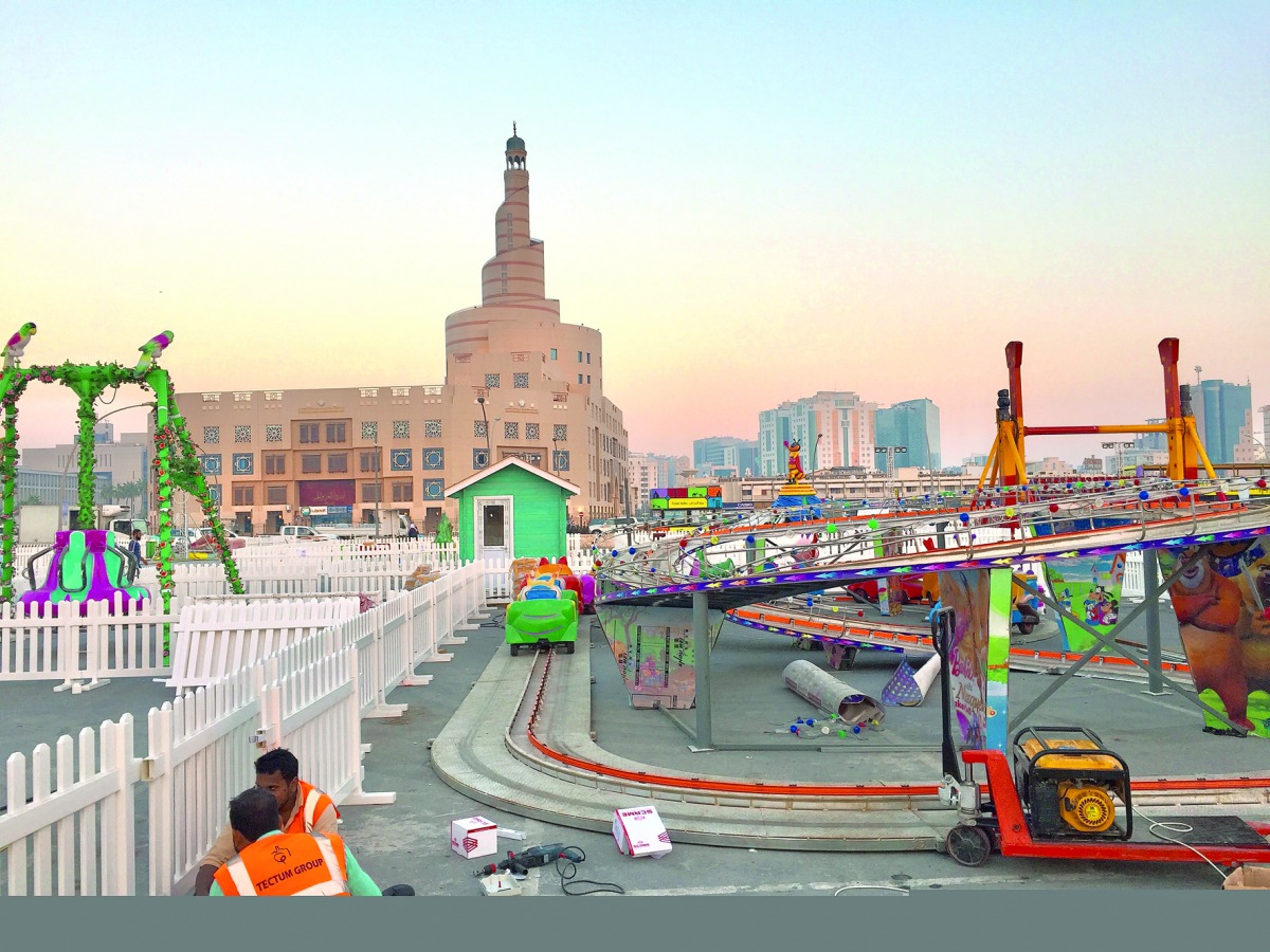 Preparations in full swing yesterday for the Souq Waqif Spring festival which opens on Monday. Pic: Raynald C Rivera / The Peninsula
