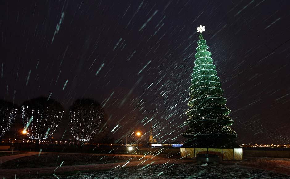 File picture of a Christmas tree lit in St Petersburg used for representation. Reuters 