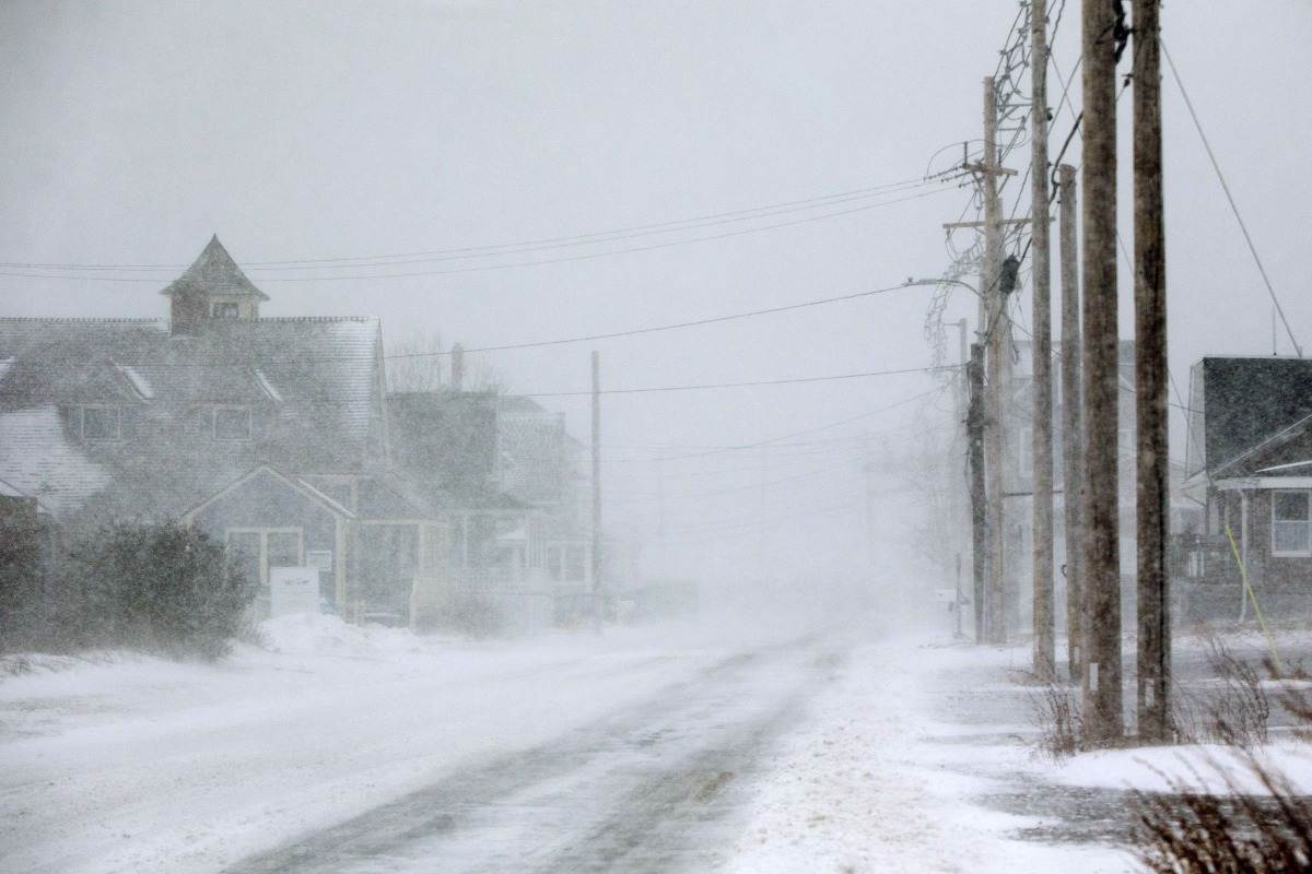 White-out coniditons on Nantasket Ave. as a massive winter storm begins to bear down on the region on January 4, 2018 in Hull, Massachusetts. The 