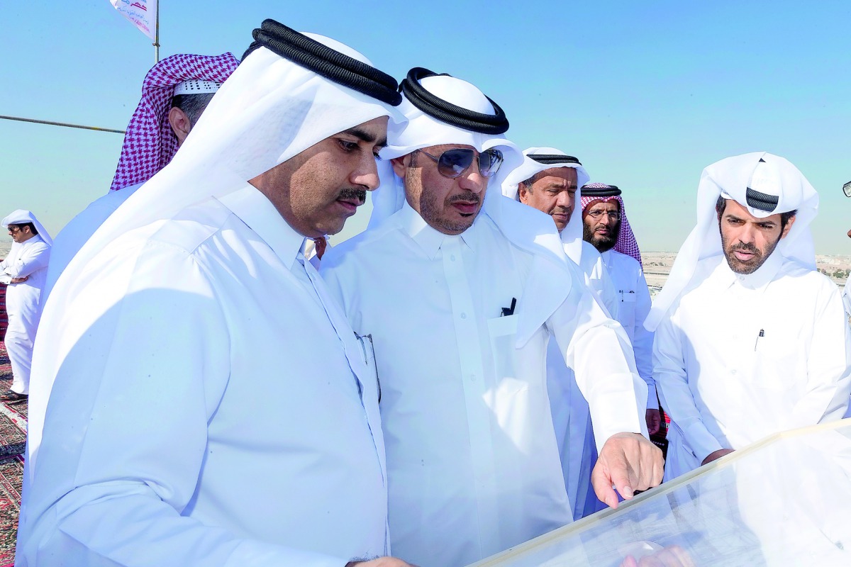 Prime Minister and Interior Minister H E Sheikh Abdullah bin Nasser bin Khalifa Al Thani during his visit to the water security mega strategic reservoirs project in Al Thumama, yesterday.