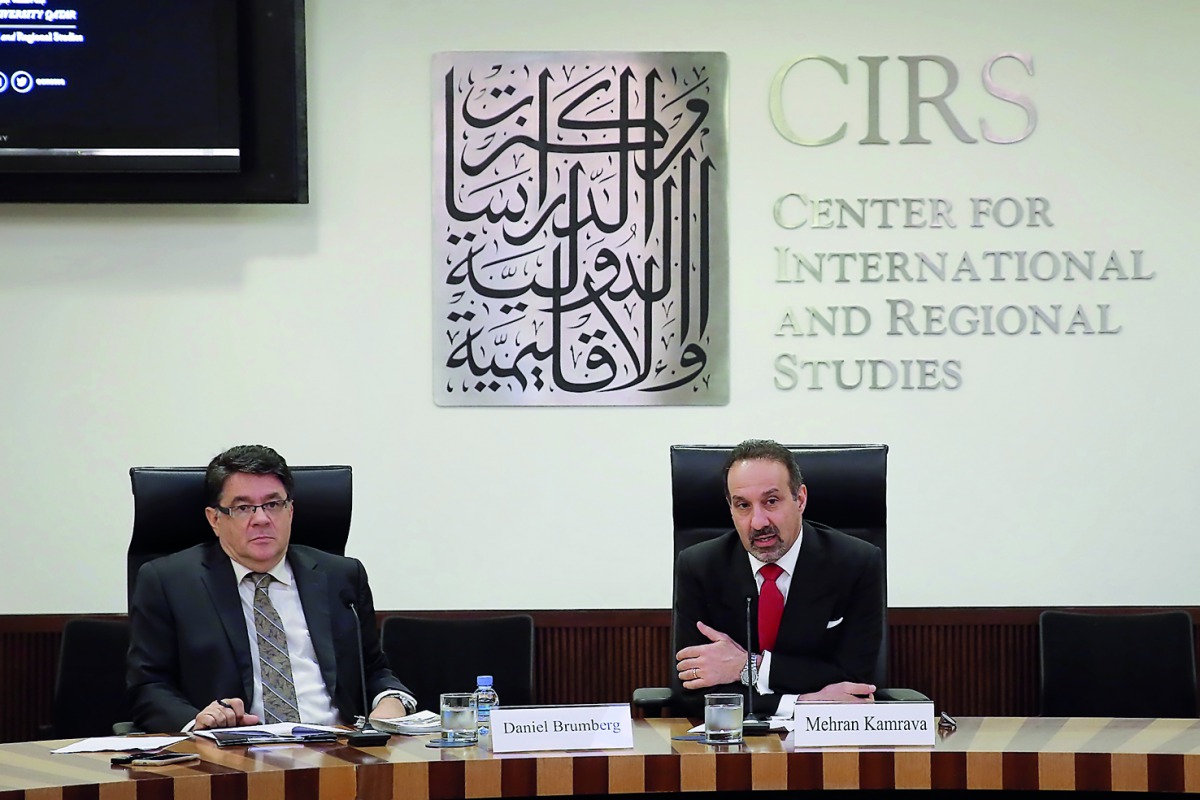 Professor Daniel Brumberg, Co-Director of Democracy and Governance Studies at Georgetown University and CIRS Director Dr. Mehran Kamrava during the talk.