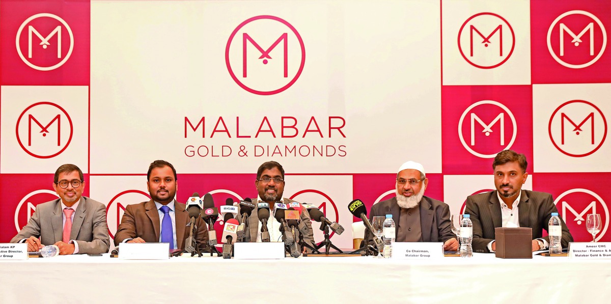 FROM LEFT: Abdul Salam KP, Group Executive Director of Malabar Group; Shamlal Ahamed, Managing Director - International Operations of Malabar Gold & Diamonds; M P Ahammed, Chairman of Malabar Group; Dr P A Ibrahim Haji, Co-Chairman of Malabar Group; Ameer