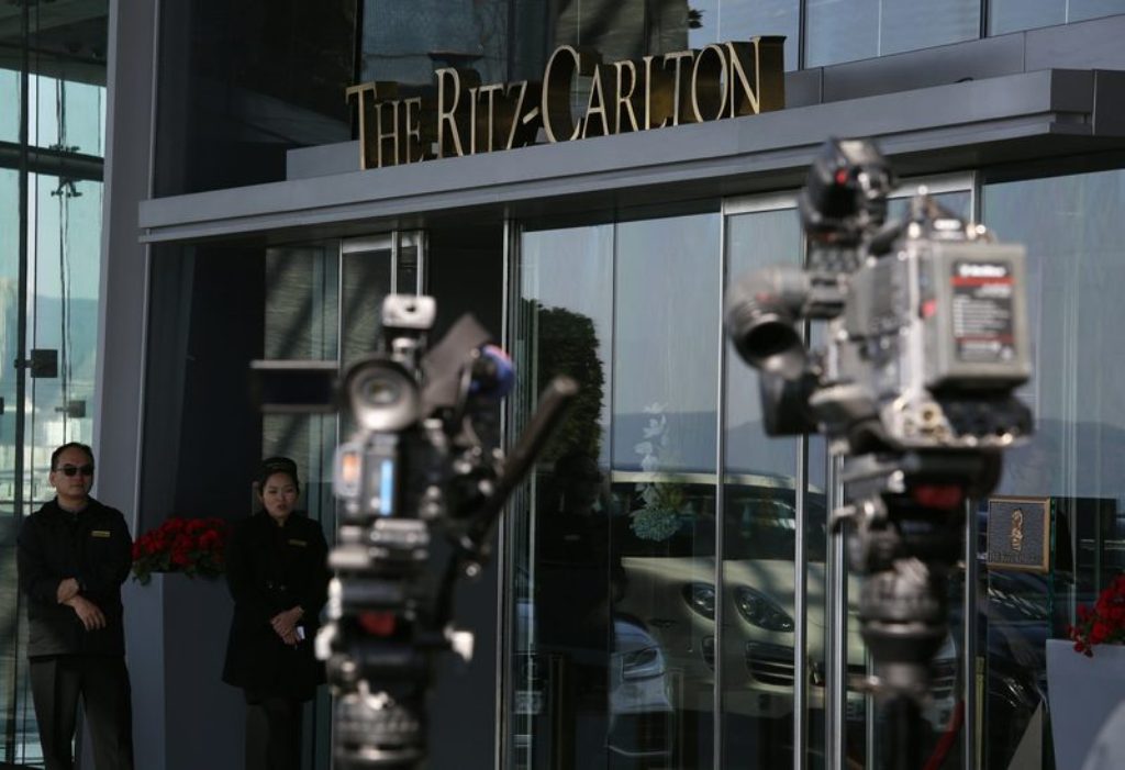 Cameras are set up by journalists outside Ritz-Carlton Hotel at International Commerce Centre, where the bodies of a woman and a boy were found and a man arrested, in Hong Kong January 14, 2018. Reuters pic
