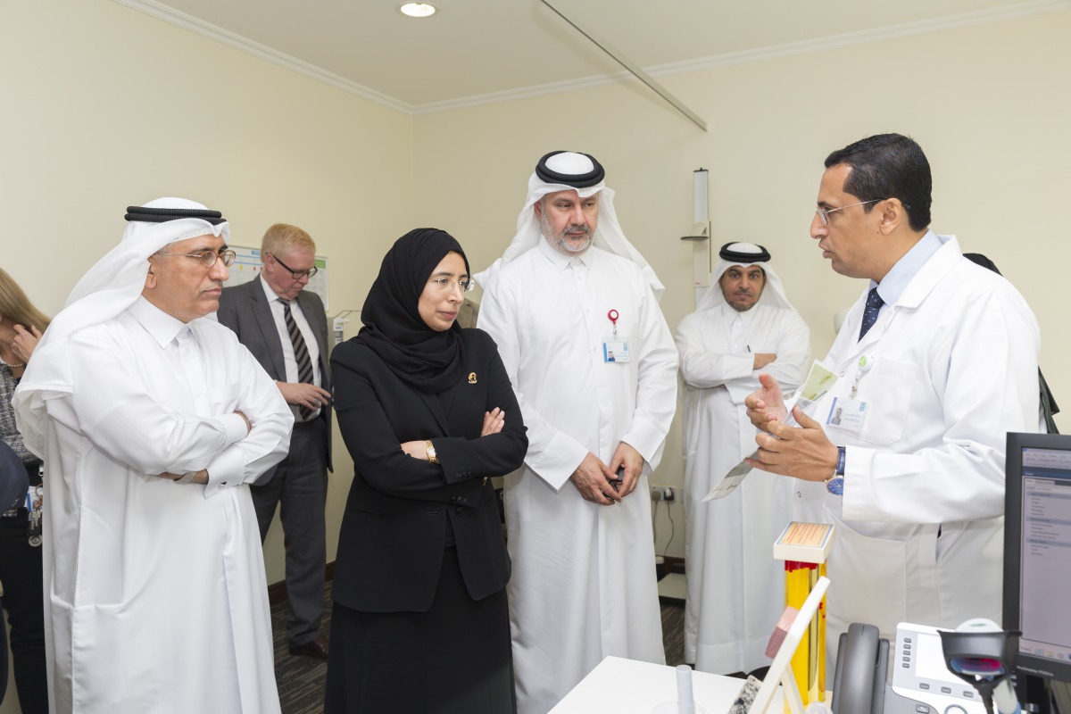 H E Dr Hanan Mohamed Al Kuwari, with officials visiting the facilities after the inauguration.
